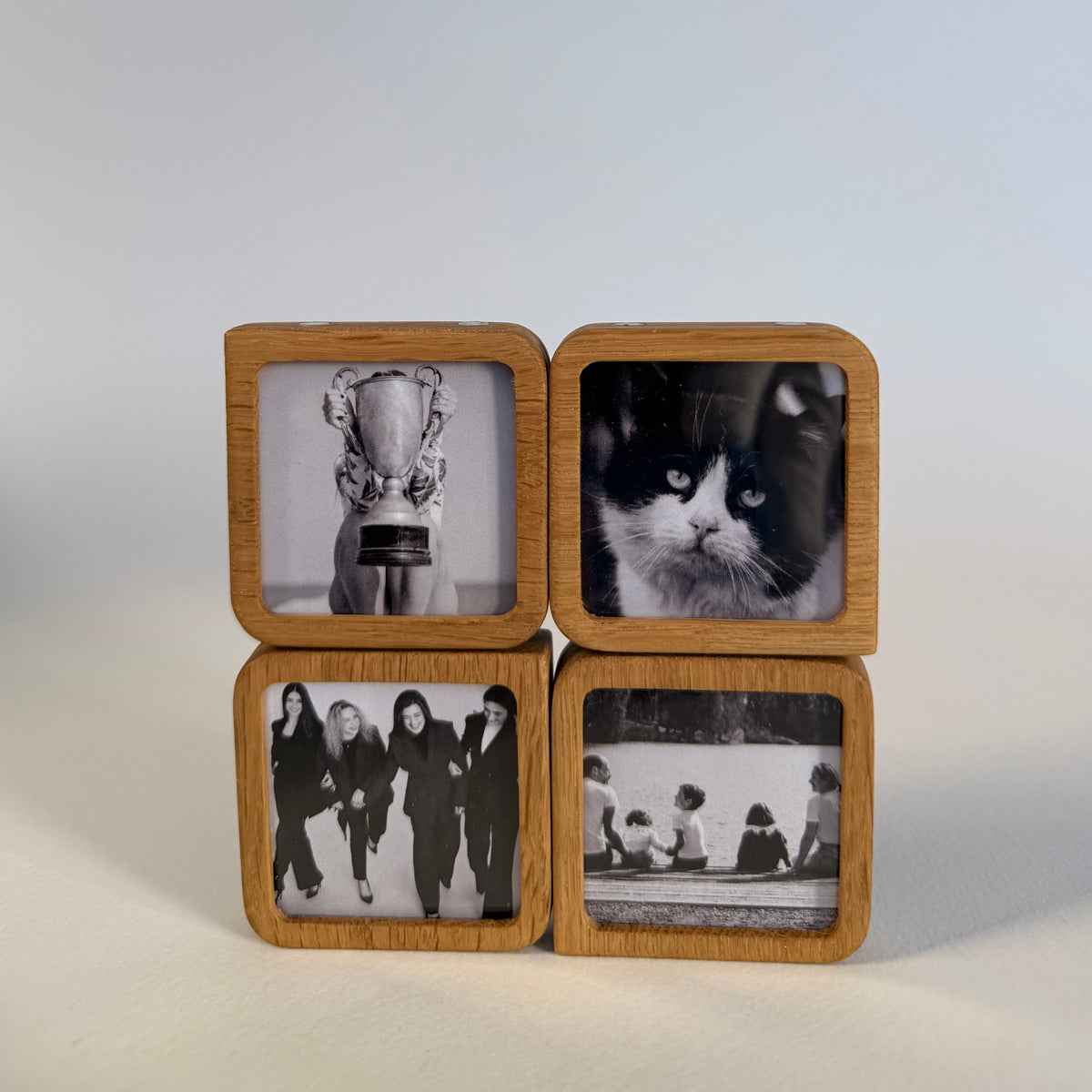 Story 4 Memories Solid Oak Magnetic Photo Frame Set, Expandable Memory Board, Modular Gallery Wall, Family Photo Gift, Wall Decor