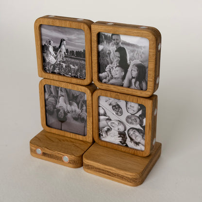 Story 4 Memories Solid Oak Magnetic Photo Frame Set, Expandable Memory Board, Modular Gallery Wall, Family Photo Gift, Wall Decor