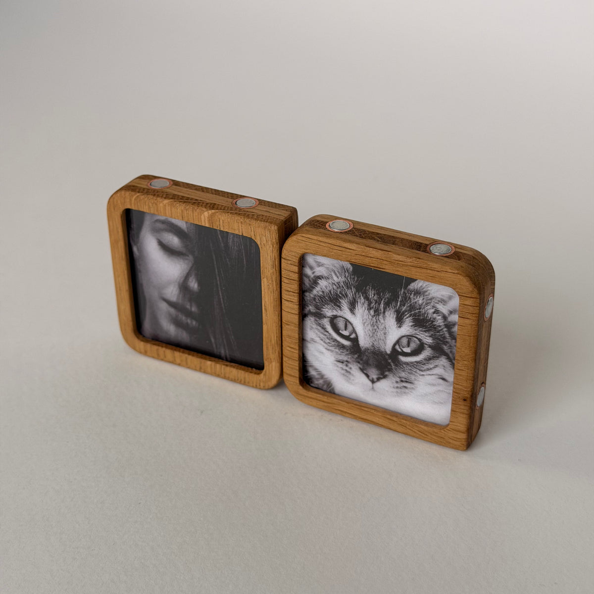 Story 2 Memories Solid Oak Magnetic Photo Frame Set, Expandable Memory Board, 2 Photo Frame, Gift for Couple, Wall Gallery