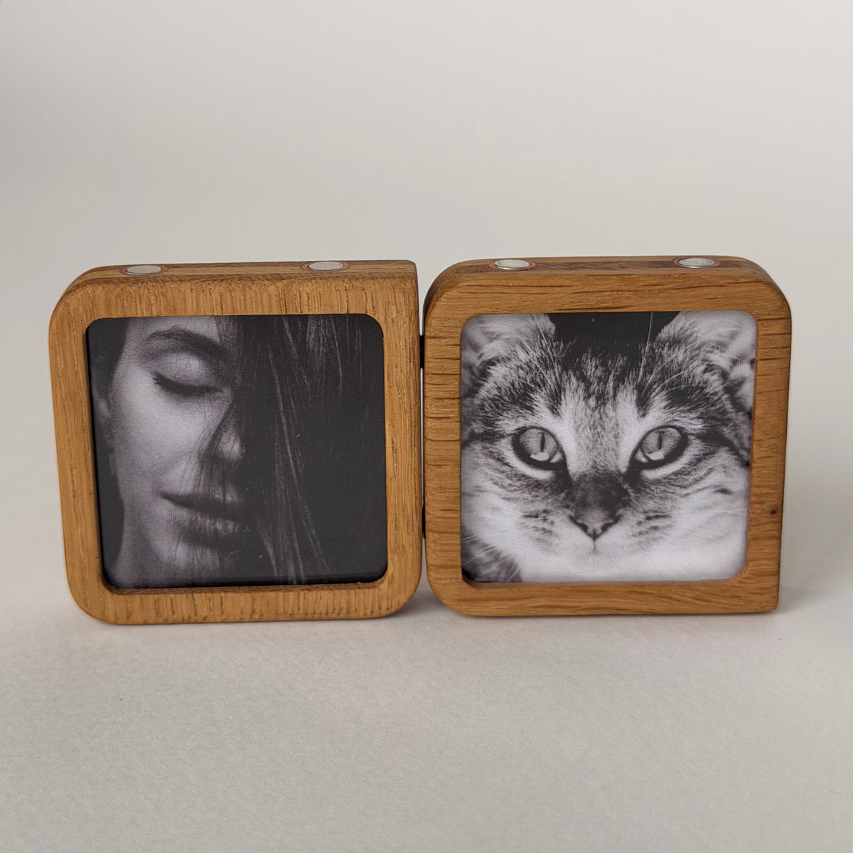 Story 2 Memories Solid Oak Magnetic Photo Frame Set, Expandable Memory Board, 2 Photo Frame, Gift for Couple, Wall Gallery