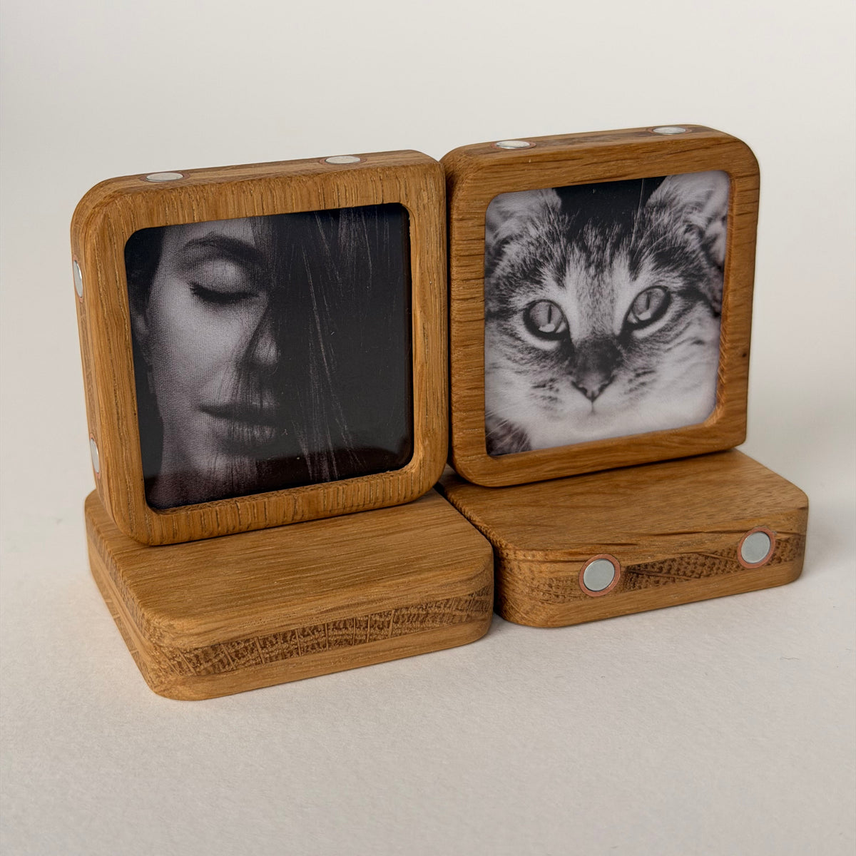 Story 2 Memories Solid Oak Magnetic Photo Frame Set, Expandable Memory Board, 2 Photo Frame, Gift for Couple, Wall Gallery