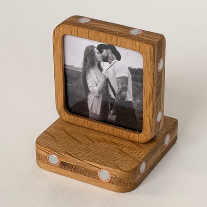 Story Starter Solid Oak Magnetic Frame with Tabletop Stand, Single Memory Module, Desk Display, Gift for Home