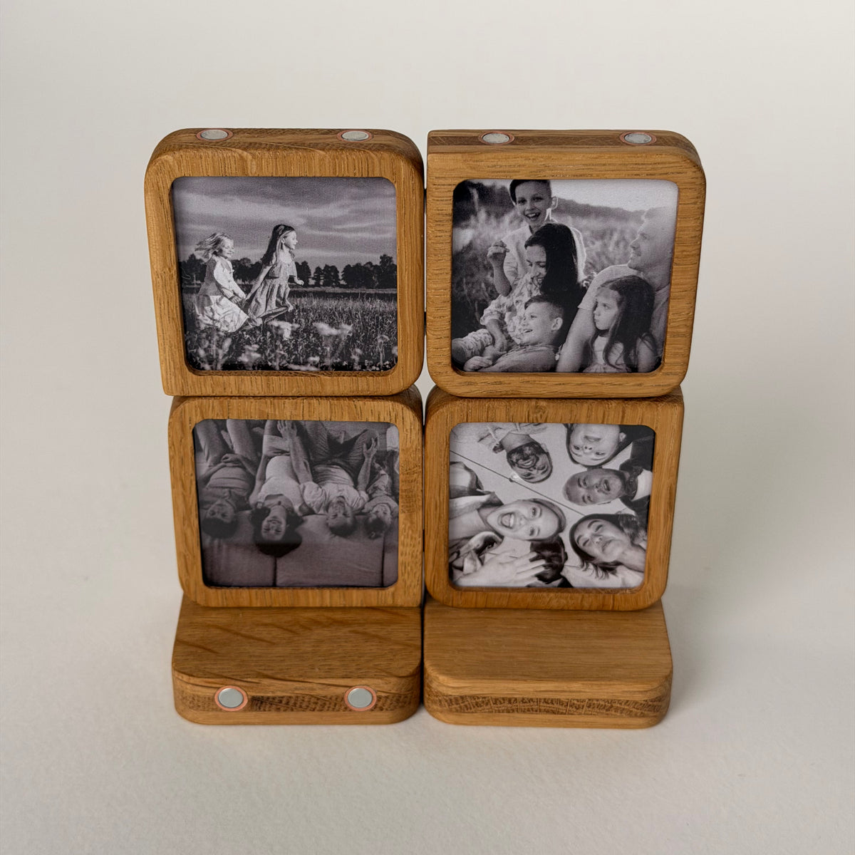 Story 4 Memories Solid Oak Magnetic Photo Frame Set, Expandable Memory Board, Modular Gallery Wall, Family Photo Gift, Wall Decor