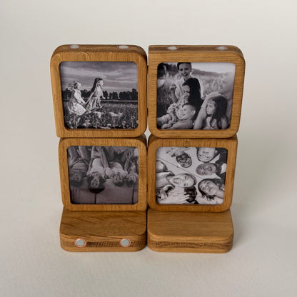 Story 4 Memories Solid Oak Magnetic Photo Frame Set, Expandable Memory Board, Modular Gallery Wall, Family Photo Gift, Wall Decor