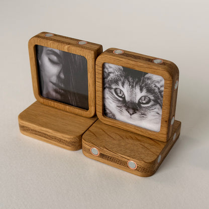 Story 2 Memories Solid Oak Magnetic Photo Frame Set, Expandable Memory Board, 2 Photo Frame, Gift for Couple, Wall Gallery