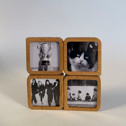 Story 4 Memories Solid Oak Magnetic Photo Frame Set, Expandable Memory Board, Modular Gallery Wall, Family Photo Gift, Wall Decor