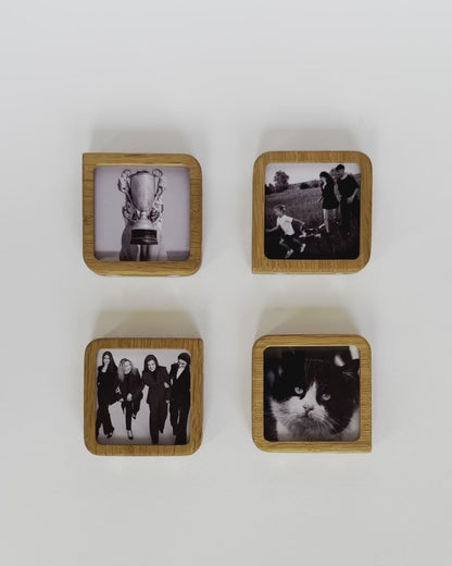 Story 4 Memories Solid Oak Magnetic Photo Frame Set, Expandable Memory Board, Modular Gallery Wall, Family Photo Gift, Wall Decor